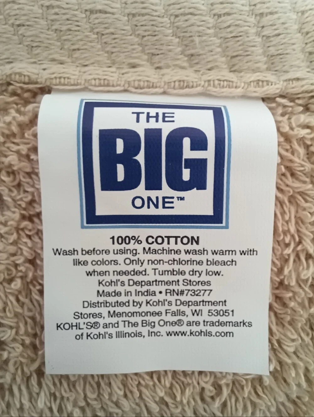 NWT 2 PIECE SET The Big One Bath Towel 100% Cotton Terrycloth Tan 55